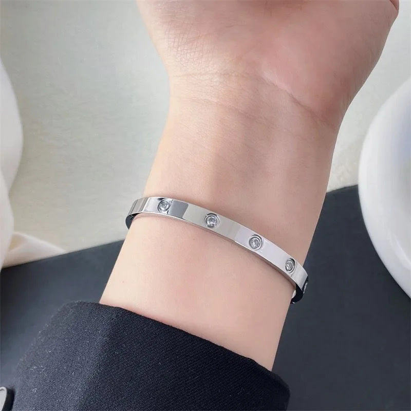 Gold Color Zircon Cross Nut Nail Bracelet for Women - Smarsty