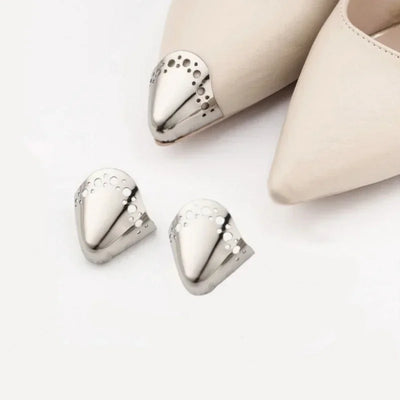 Women High Heel Metal Toe Cap Wear and Tear Concealer Anti-kicking Leather Shoes Point Protector Flat Shoe Tips Cap Accessorices - Smarsty