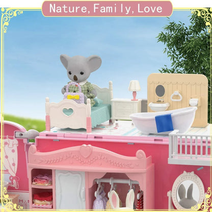 Dollhouse Koala Diary Girl Play House Toy Diy Tour Bus Bedroom Dresser Dining Kitchen Bathroom Shop Pretend Family Toys Girls by Smarsty