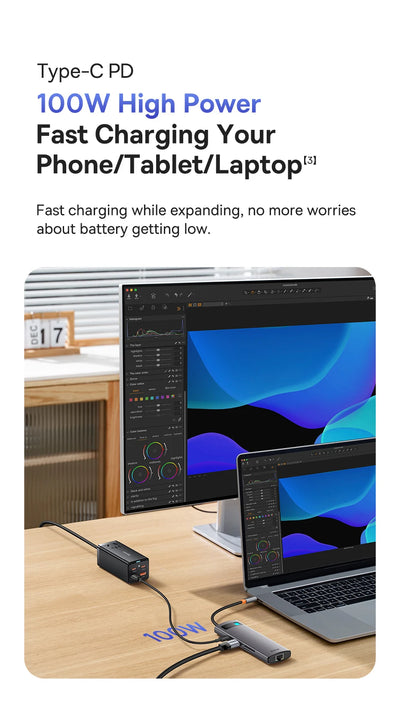 USB C Hub 4K 60Hz EthernetRJ45 PD 100W PowerDelivery - Smarsty