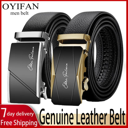 OYIFAN Genuine Leather Men Belt Adjustable Automatic Buckle - Smarsty