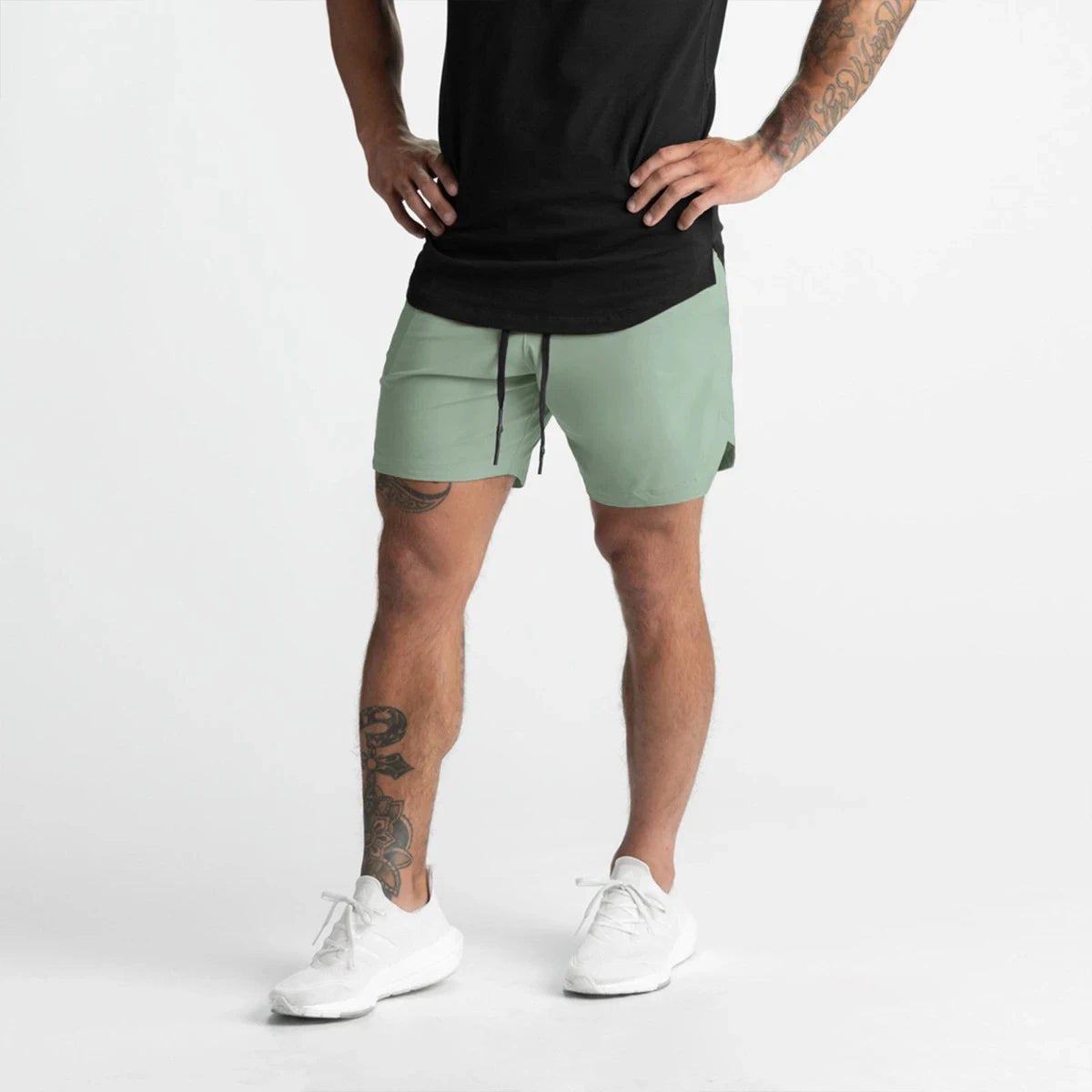 2024 New Men's Shorts Single-Layer Woven Quick Dry Solid Color Running Fitness Sports Casual American Fifth Pants Comfortable - Smarsty