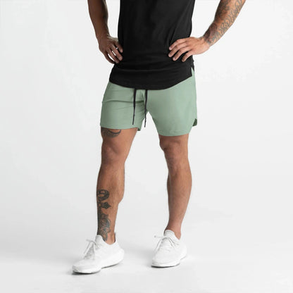 2024 New Men's Shorts Single-Layer Woven Quick Dry Solid Color Running Fitness Sports Casual American Fifth Pants Comfortable - Smarsty