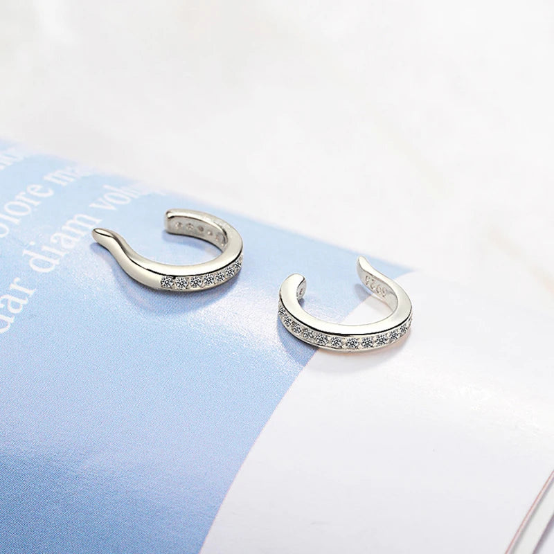 Sterling Silver Zircon No Piercing Clip Earrings Comfortable - Smarsty