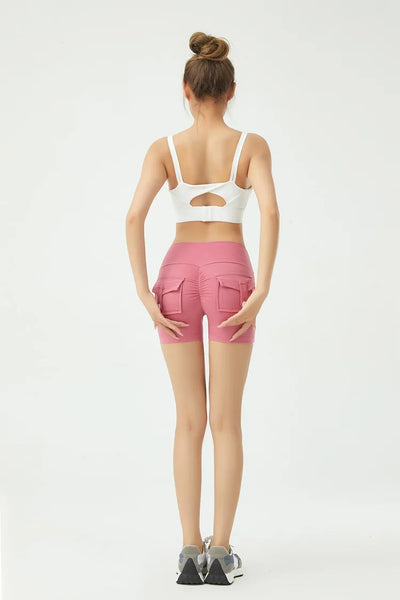 Peach Butt Fitness Shorts Women's Exercise Three-Quarter Pants Cargo Air Dry Pocket Yoga  Tight  Lift Summer - Smarsty