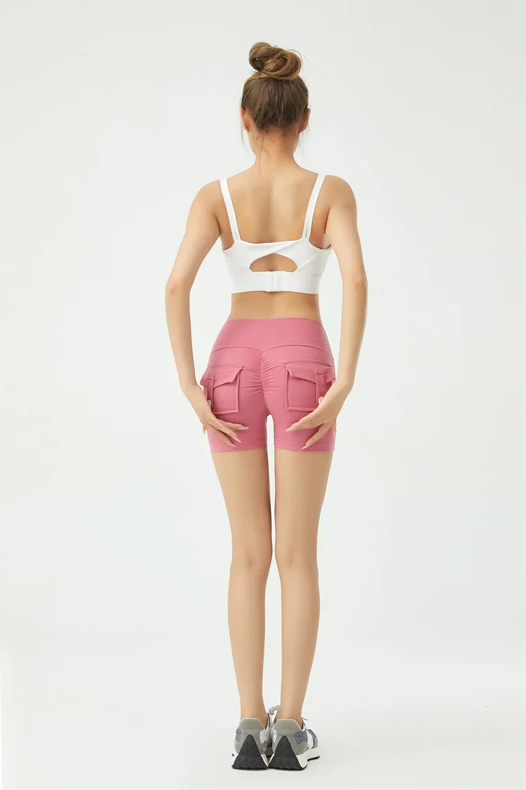 Peach Butt Fitness Shorts Women's Exercise Three-Quarter Pants Cargo Air Dry Pocket Yoga  Tight  Lift Summer - Smarsty
