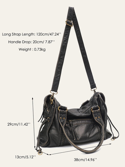 PU Leather Tote Bag With Zip Pockets Crossbody For Travel - Smarsty