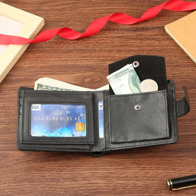 Men Wallets Leather Zipper Purse Man Slim Card Horders Quality Male Short Multi-card Wallet Coin Pocket Purse - Smarsty