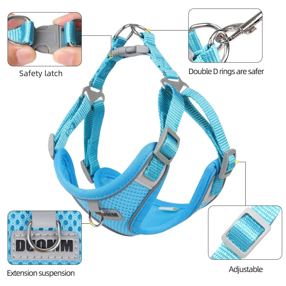 Reflective Dog Harness Leash Set for Outdoor Safety - Smarsty