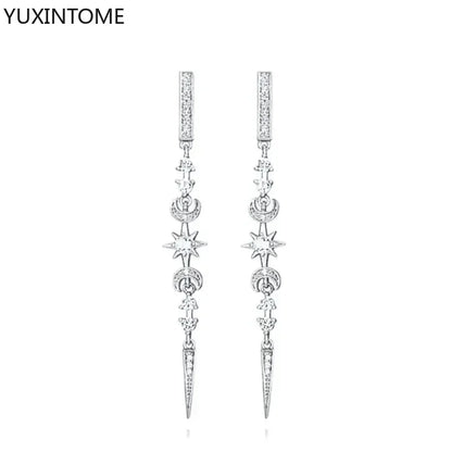 925 Sterling Silver Hoop Earrings White Crystal Luxury - Smarsty