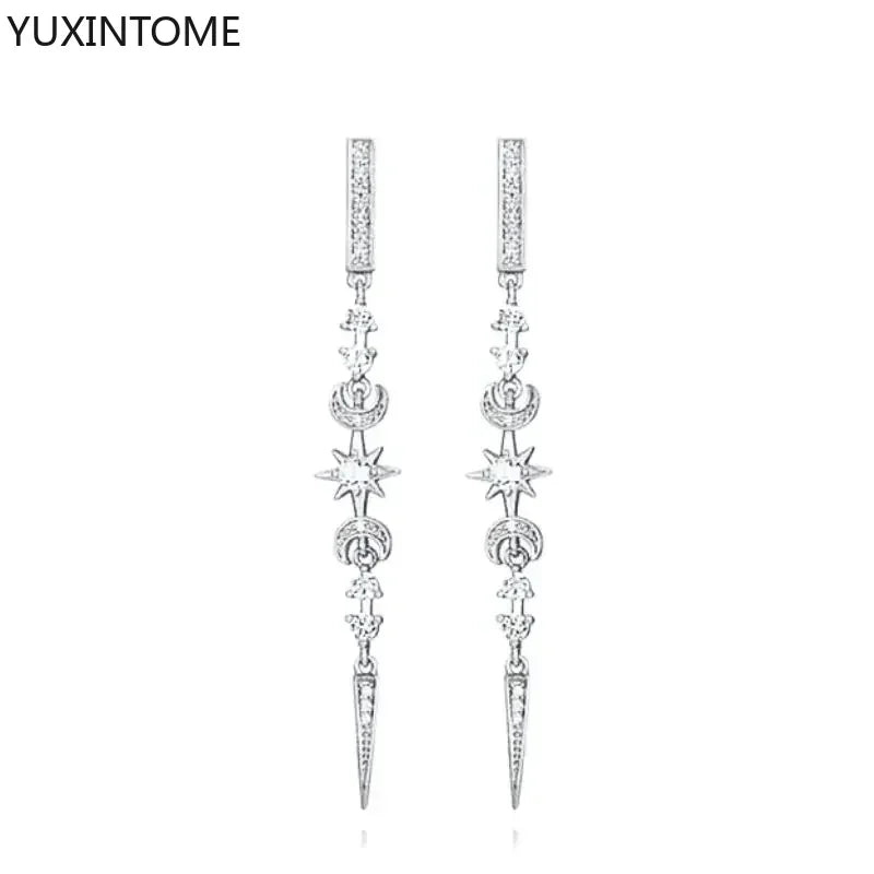 925 Sterling Silver Hoop Earrings White Crystal Luxury - Smarsty