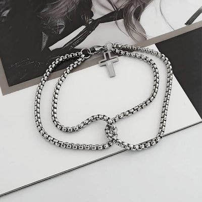 Men's Stainless Steel Cross Chain Bracelet Durable Design - Smarsty