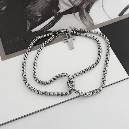 Men's Stainless Steel Cross Chain Bracelet Durable Design - Smarsty