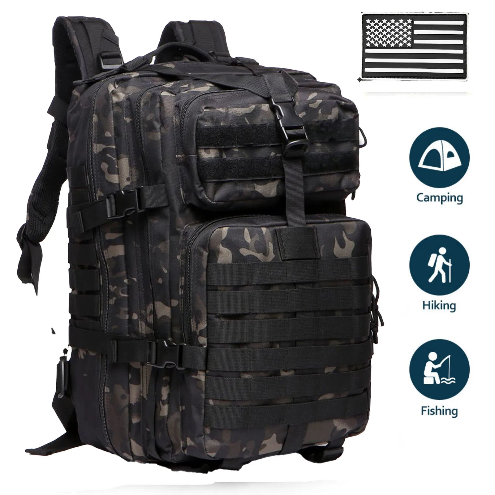 25L/50L Sturdy Nylon Waterproof Tactical Sports Trekking Fishing Hunting Camping Hiking Bag Backpack Outdoor Rucksacks - Smarsty