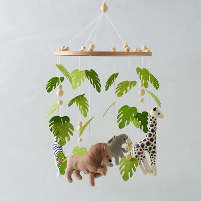 Baby Crib Mobile Rattle Toy For 0-12 Months Cartoon Felt Forest Animal Bed Bell Hanging Wooden Bracket Mobile Newbaby Rattle Toy by Smarsty