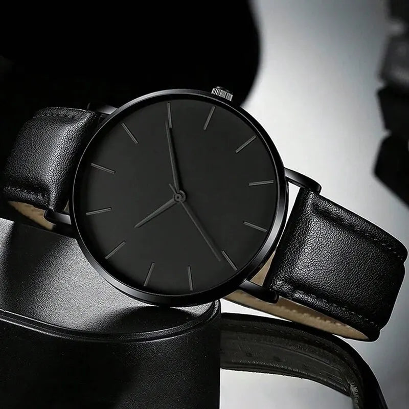 Luxury Leather Men's Sports Watch Set with Quartz Movement - Smarsty