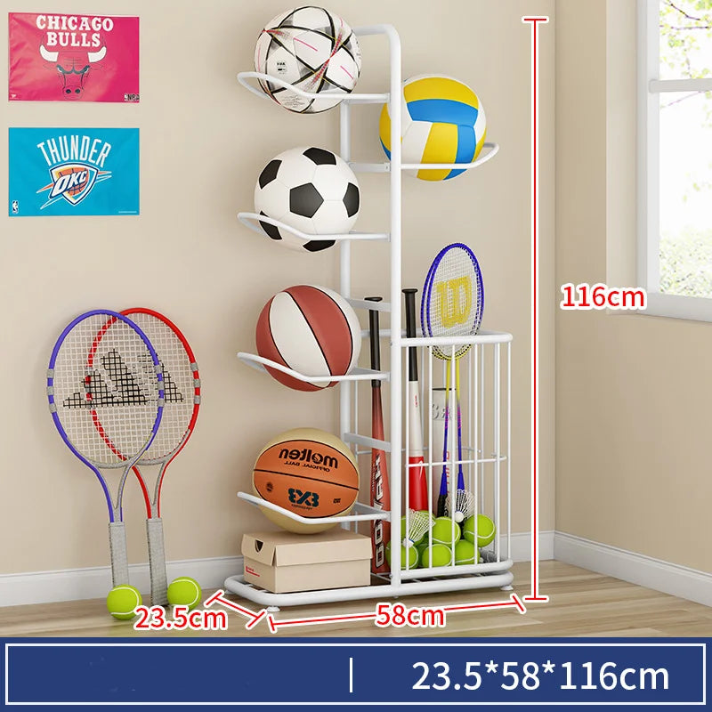 Indoor Children Basketball Storage Rack Put Ball Football Storage Basket Placed Rack Kindergarten Volleyball Stand Holder Space by Smarsty