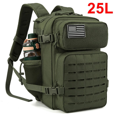 25L/45L Tactical Backpack for Men and Women Outdoor Survival Bug Out Bag Small School Rucksack Hking with Bottle Holder - Smarsty