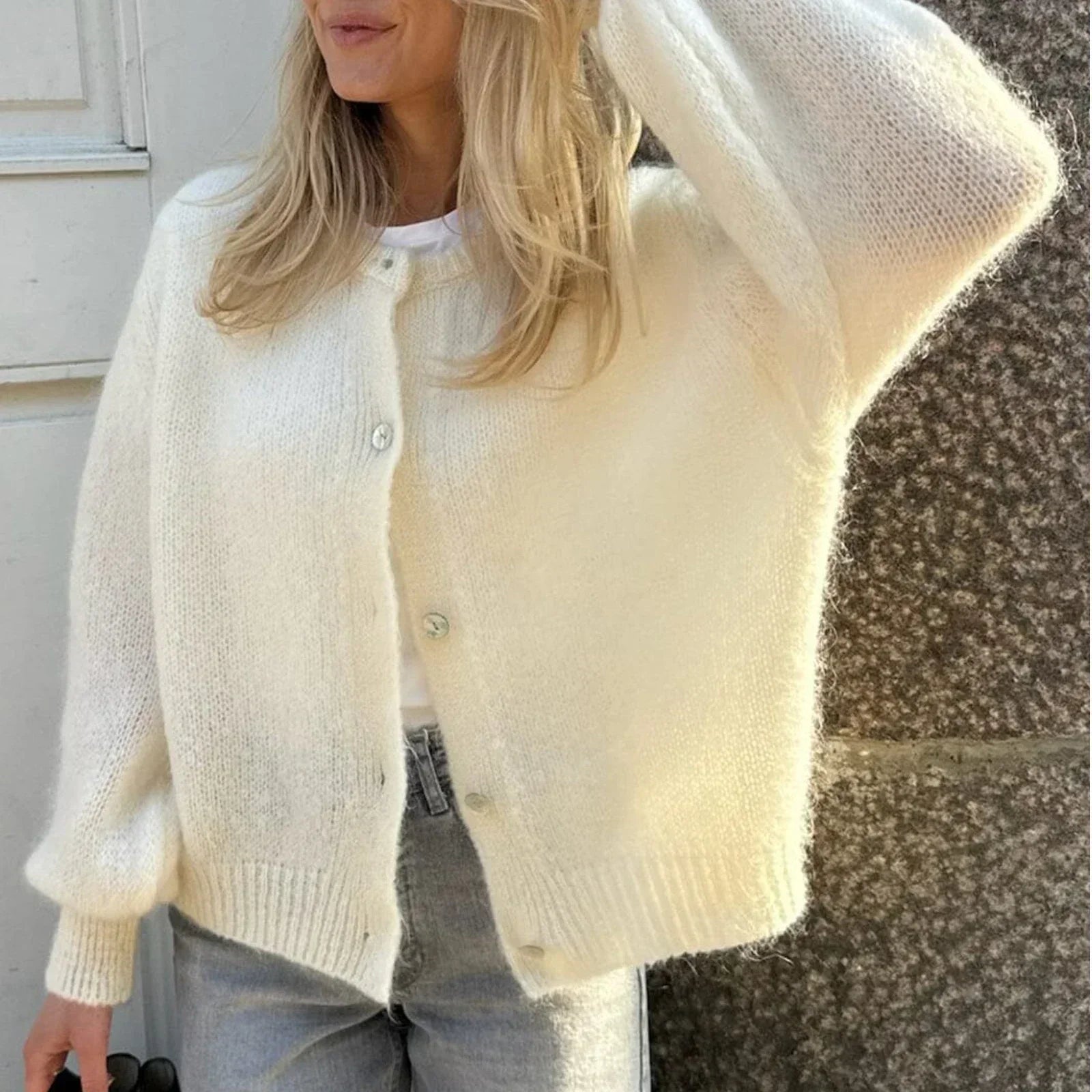 Women Solid Knitted Single Breasted Cardigan O-neck Long Sleeve Loose Soft Sweater 2024 Autumn Lady Knitwear ﻿ - Smarsty