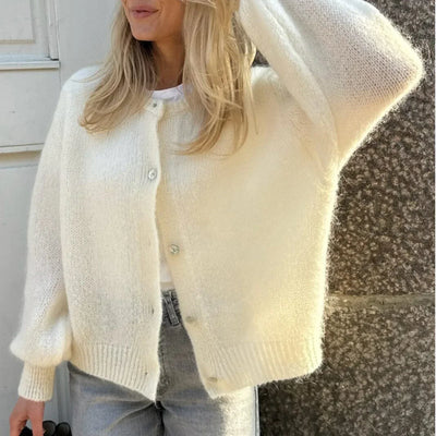 Women Solid Knitted Single Breasted Cardigan O-neck Long Sleeve Loose Soft Sweater 2024 Autumn Lady Knitwear ﻿ - Smarsty