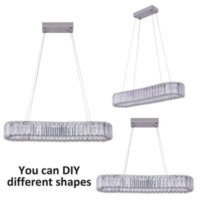 VETRULUS Modern Luxury Crystal Oval Design Led Chandelier Ceiling Lamp Nordic Pendant Hanging Light Fixture Living Bedroom Hotel