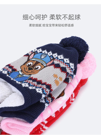 Kids Cartoon Winter Hat Scarf Set With Gloves Warmth - Smarsty