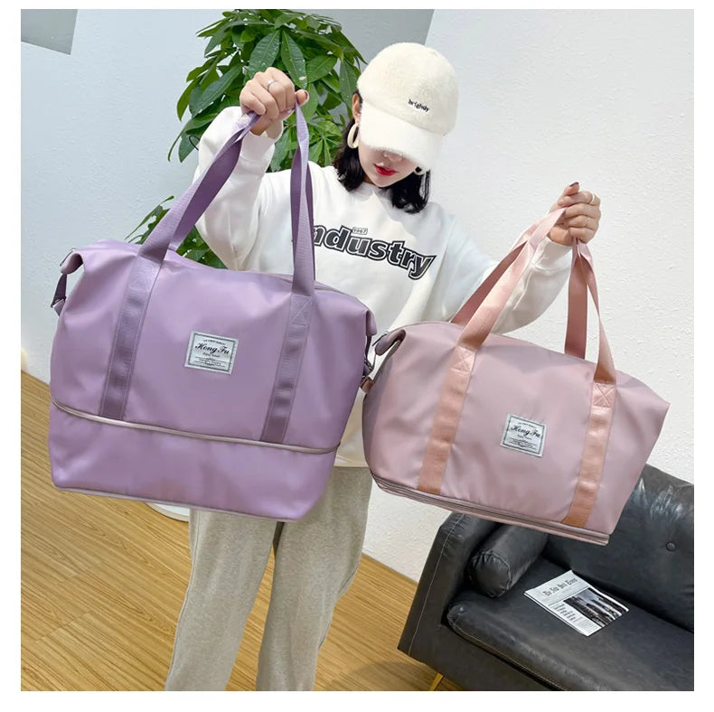 Waterproof Nylon Travel Duffle Bag for Women Large Capacity - Smarsty