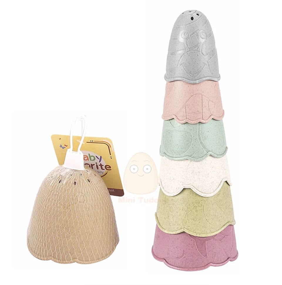 Baby Toys Stacking Cup Cartoon Early Educational Learning Color Number Nesting Sorting Bath Shower Play Water Sand Game For Kids - Smarsty