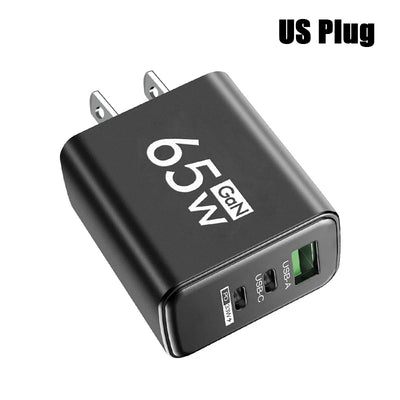 GaN Fast Charging 65W USB Type C Charger EU KR PD 3.0 Quick Charge Wall For Phone Adapter For iPhone 15 Xiaomi Huawei Samsung - Smarsty