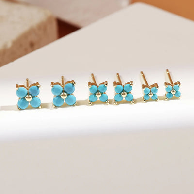 Minimalist Flower Stud Earrings Gold Cubic Zirconia - Smarsty