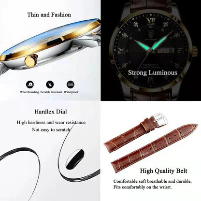 Luxury Waterproof Luminous Leather Quartz Watch for Men - Smarsty