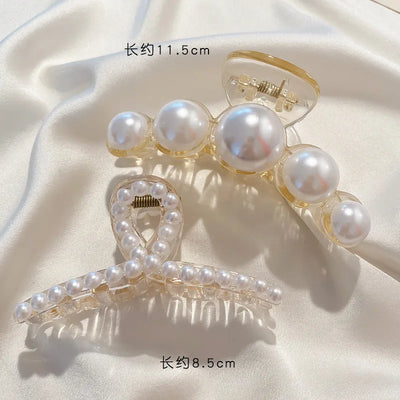 Large Pearl Hair Claw Clip Acrylic Fashion Barrette Stylish - Smarsty