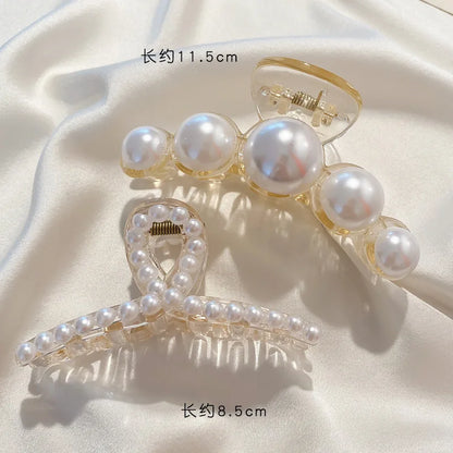 Large Pearl Hair Claw Clip Acrylic Fashion Barrette Stylish - Smarsty