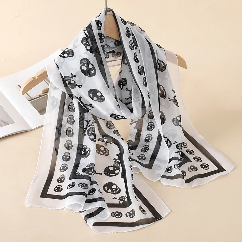 Women Print Chiffon Scarf Lightweight Sunscreen Shawl Wrap - Smarsty