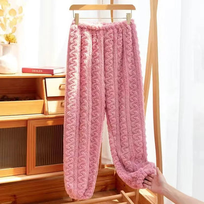 Autumn Women Solid Warm 2 Piece Sets Thicken Velvet Ribbed Fleece Set Pullover And Pants Women Casual Pajama Sets 2024 - Smarsty