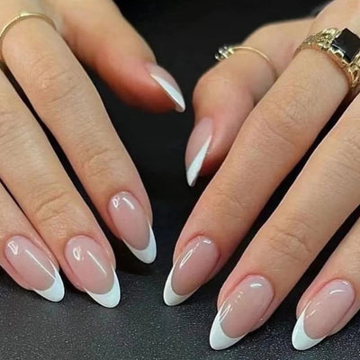24 Piece Short Square Fake Nails with French Tips - Smarsty