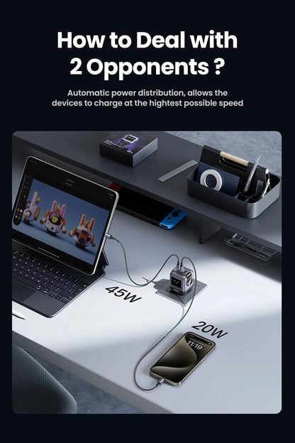65W GaN Charger With PD3.0 PPS Fast Charge Compact Travel - Smarsty