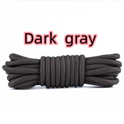 2pcs/ Pair Round Solid Polyester Black Brown Shoelaces For Marten Boot Women Men Outdoor Hiking Boots Sports Shoes Lace Strings - Smarsty
