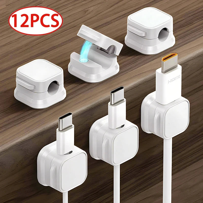 Magnetic Cable Clip Cable Holder Adhesive Wire Keeper Cord Cable Organizer for Home Office Under Desk Management - Smarsty