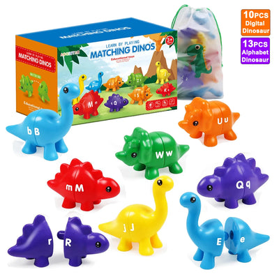 Dinosaur Matching Game Toys Alphabet Matching / Number Matching Montessori Toy for Kids Learning Colors Numbers Letters Toy - Smarsty