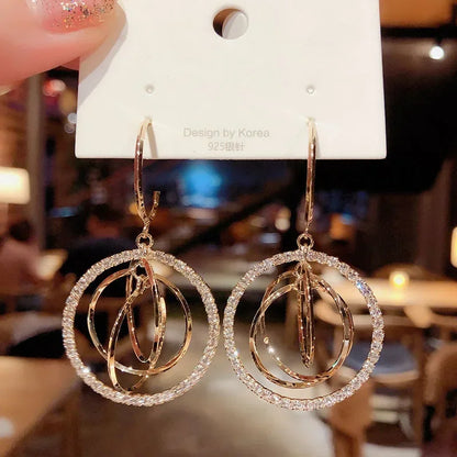 Pearl Long Earrings With Rhinestones For Wedding Fashion - Smarsty
