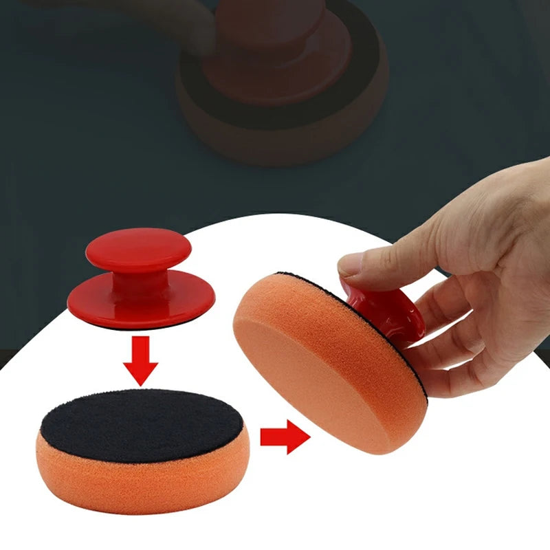 Car Wax Applicator Pads Set Soft Sponge Red Handle - Smarsty