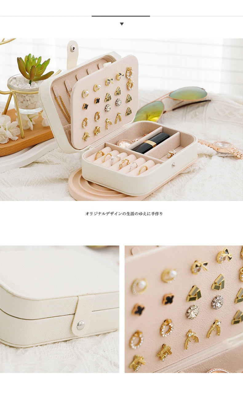 Portable Leather Jewelry Storage Box Travel Organizer - Smarsty