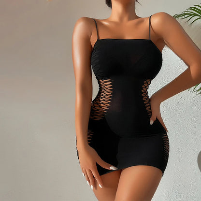 Sexy Sleeveless Bodycon Mini Dress Women Spaghetti Strap Party Nightclub Slim Evening Dresses Ladies Plus Size Hollow Clubwear - Smarsty