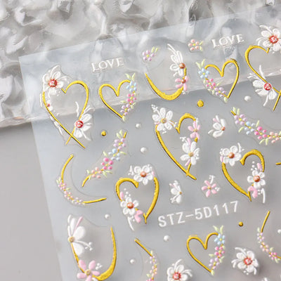 5D Kawaii Floral Nail Stickers for Wedding Decor - Smarsty
