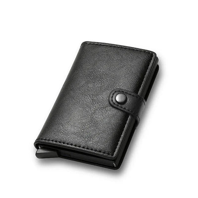 Carbon Fiber Credit Card Holder Wallet Men Rfid Smart Metal Thin Slim Pop Up Minimalist Wallet Small Black Purse Metal Vallet - Smarsty