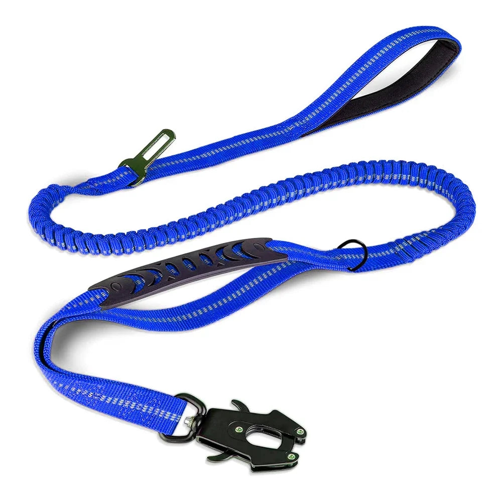 Reflective Bungee Dog Leash with Car Seatbelt Attachment - Smarsty