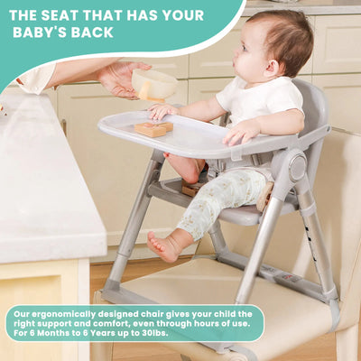 Baby Folding Booster Seat High Chair For Dining, Baby Toddler Portable Feeding Seat for Children 6 Months to 3 Years Approx - Smarsty