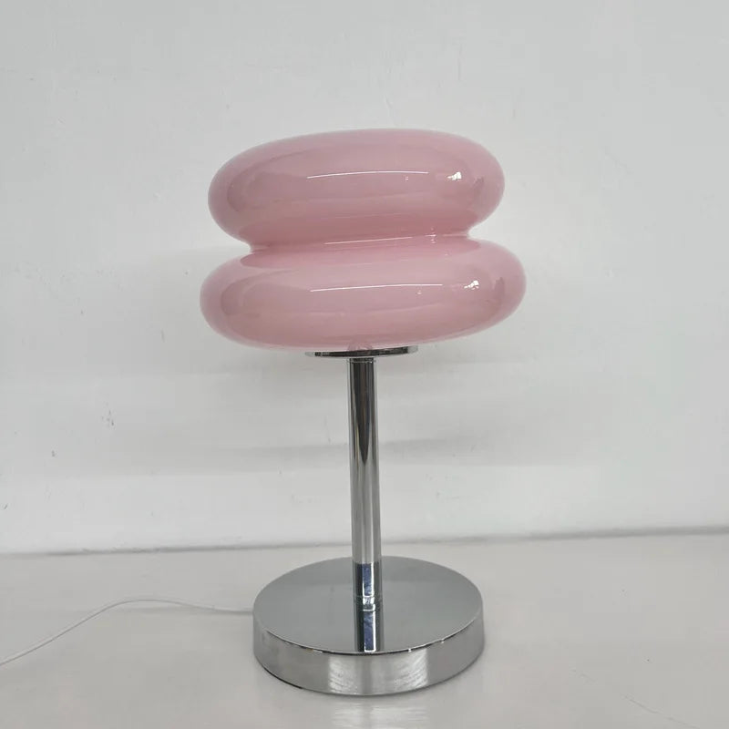 Trichromatic Dimming Macaron Glass Table Lamp for Cozy Bedrooms - Smarsty