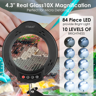Illuminated Magnifier with 72 LED Lights and 8X/10X Magnification - Smarsty